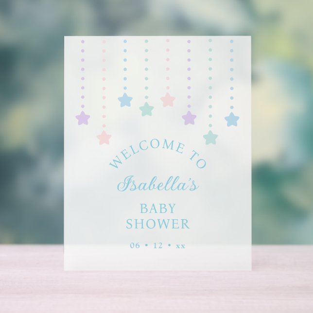 Simple Elegant Twinkle Little Stars Baby Shower Acrylic Sign (Neutral)