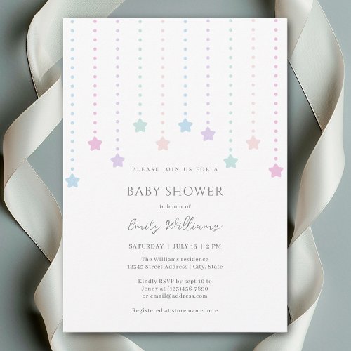 Simple Elegant Twinkle Little Stars Baby Shower Invitation