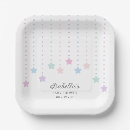 Simple Elegant Twinkle Little Stars Baby Shower Paper Plates