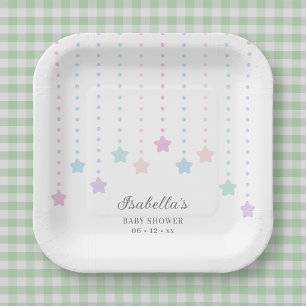 Simple Elegant Twinkle Little Stars Baby Shower Paper Plates