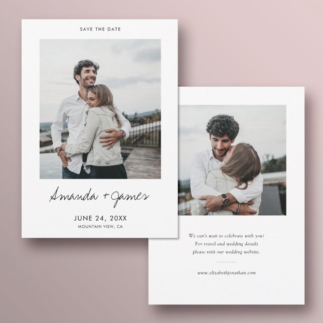 Simple Elegant Two Photo Engagement Wedding Save The Date (Creator Uploaded)