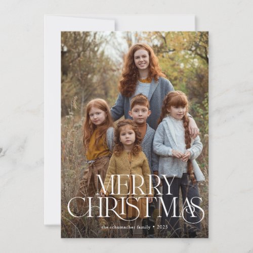 Simple Elegant Type Full Photo Merry Christmas  Holiday Card