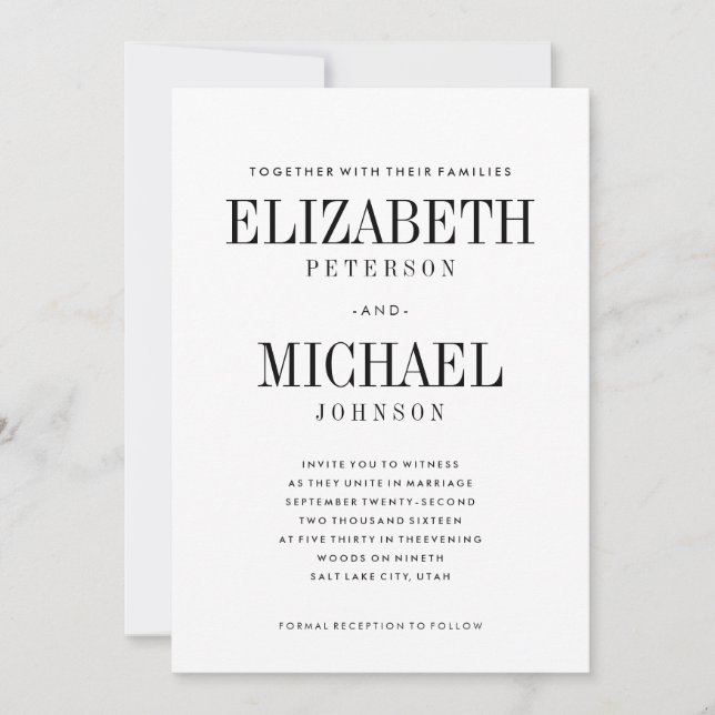 Simple Elegant Type Wedding Invitation Template (Front)