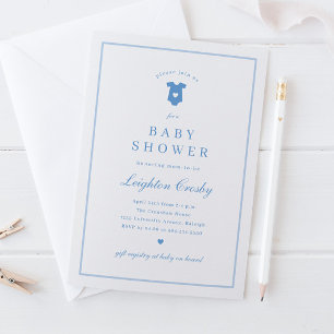 Simple Elegant Typography Blue Baby Shower Invitation