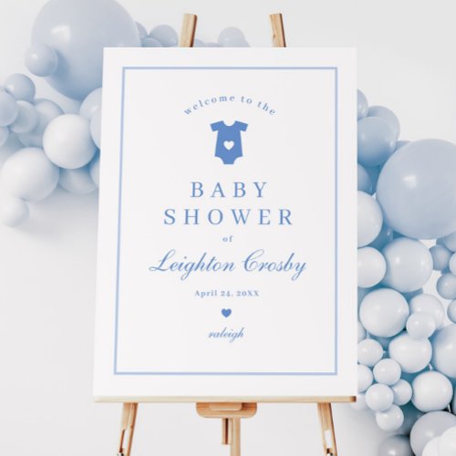 Simple Elegant Typography Blue Baby Shower Welcome Foam Board