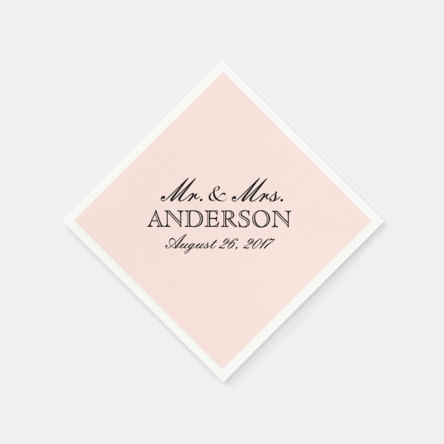 Simple Elegant Typography Blush Wedding Napkin (Corner)