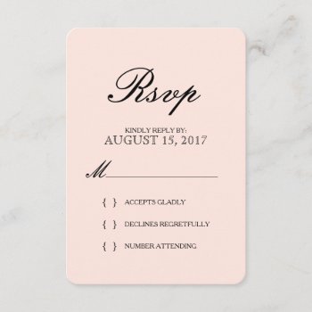Simple Elegant Typography Blush Wedding Rsvp Card by ModernMatrimony at Zazzle