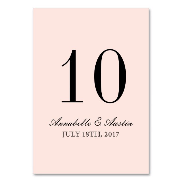 Simple Elegant Typography Blush Wedding Table Card