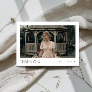Simple Elegant Typography Bridal Shower Photo Thank You Card