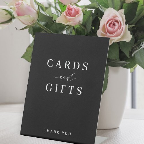 Simple elegant typography cards and gifts wedding pedestal sign