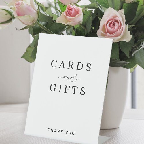 Simple elegant typography cards and gifts wedding pedestal sign