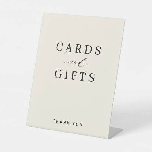 Simple elegant typography cards and gifts wedding pedestal sign