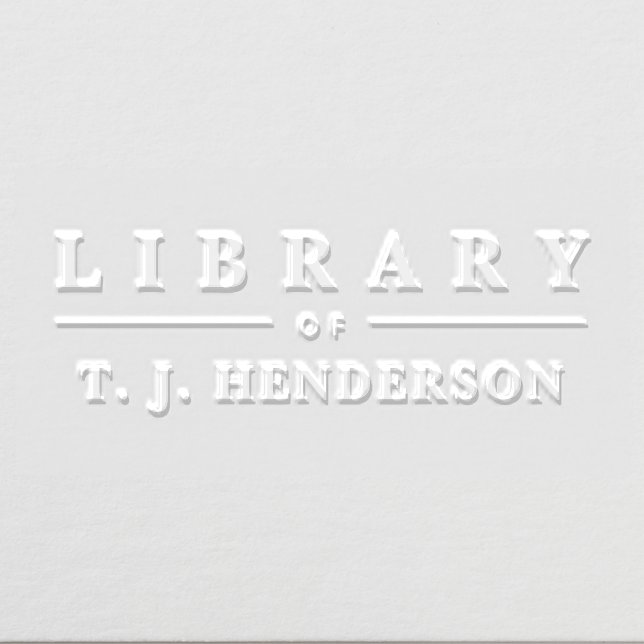 Simple Elegant Typography Custom Name Library Book Embosser (Design)