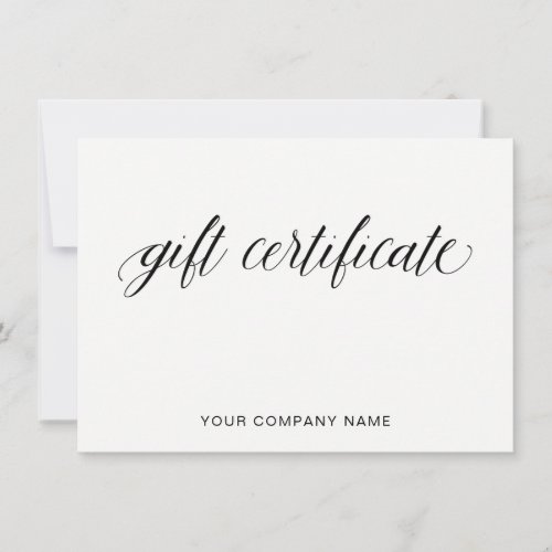 Simple Elegant Typography  Gift Certificate