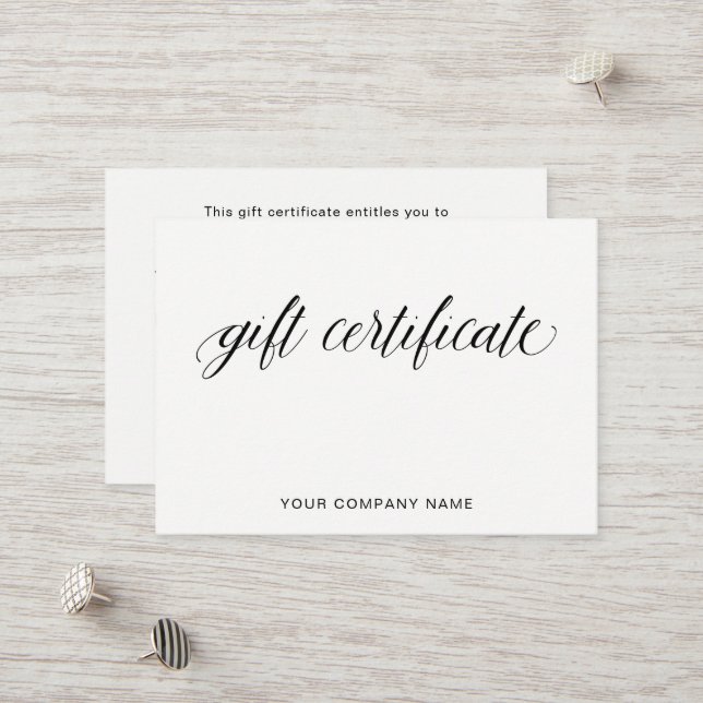 Simple Elegant Typography | Gift Certificate (Front/Back In Situ)