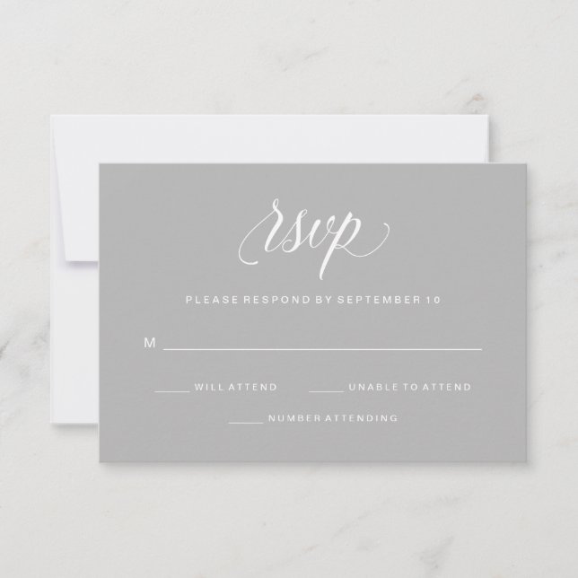 Simple Elegant Typography Gray RSVP Card (Front)