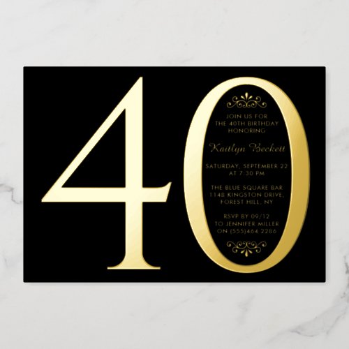 Simple Elegant Typography Milestone Birthday Real Foil Invitation