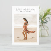 Simple Elegant Typography Modern Photo Baby Shower Invitation (Standing Front)
