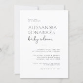 Simple Elegant Typography Modern Photo Baby Shower Invitation (Back)