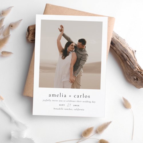 Simple  Elegant Typography Modern Photo Wedding Invitation