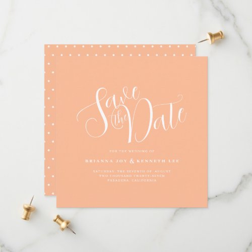 Simple Elegant Typography Peach Wedding Save The Date