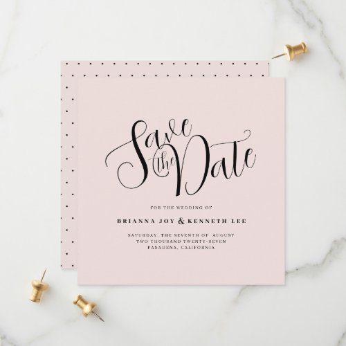 Simple Elegant Typography Petal Pink Wedding Save The Date