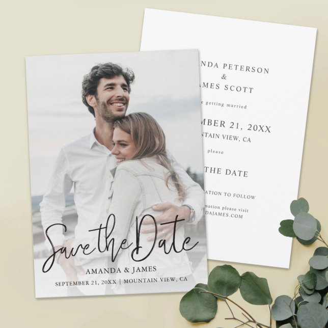 Simple Elegant Typography Photo Save the Date 