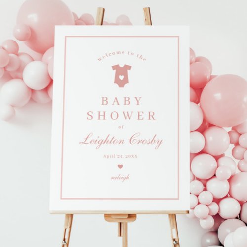 Simple Elegant Typography Pink Baby Shower Welcome Foam Board