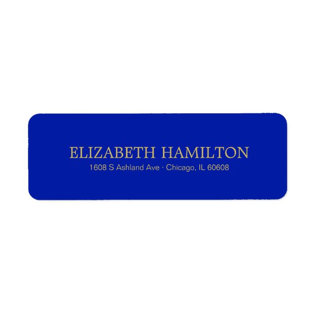 Simple Elegant Typography Royal Blue Address Label (Front)
