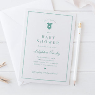 Simple Elegant Typography Sage Green Baby Shower Invitation