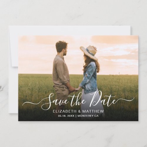 Simple Elegant Typography Script One Photo Wedding Save The Date