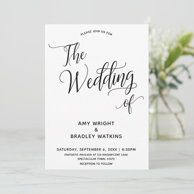 Simple Elegant Typography The Wedding of Invitation (Standing Front)