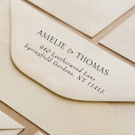 Simple Elegant Typography Wedding Address Rubber Stamp<br><div class="desc">This simple return address stamp is designed with the wedding in mind but after customization could become an everyday mail return address stamp! It features a couple´s names in elegant large typography and address in smaller italics. Names could be changed to the last name for a family return address stamp....</div>