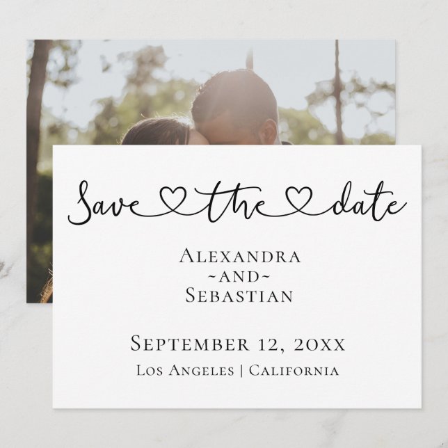 Simple Elegant Typography Wedding Save The Date (Front/Back)