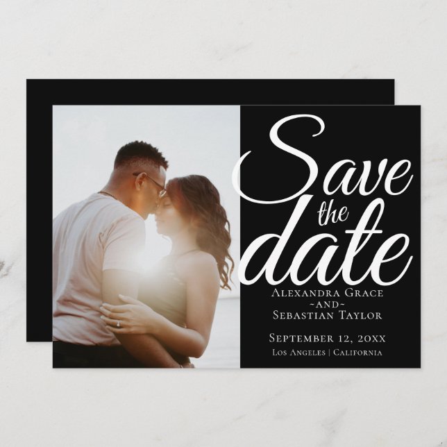 Simple Elegant Typography Wedding Save The Date (Front/Back)