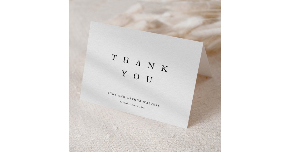 Simple Elegant Typography Wedding Thank You Card | Zazzle