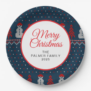 Simple Elegant Ugly Christmas Family Custom Name Paper Plates
