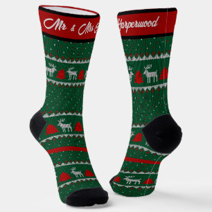 Simple Elegant Ugly Sweater Christmas holiday Socks