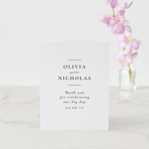 Simple elegant unique black and white wedding letterpress thank you card
