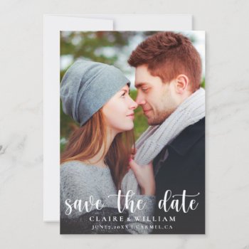Simple Elegant Vertical Photo Save the Date Card