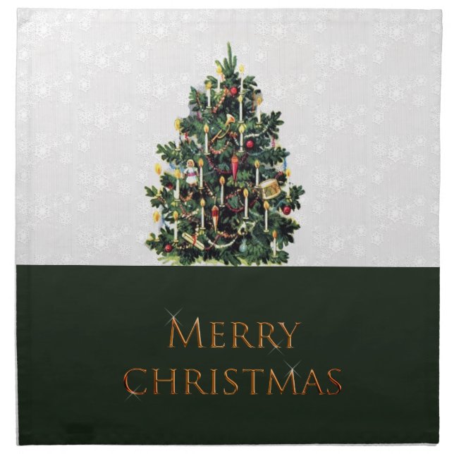 Simple Elegant Vintage Christmas Tree Holiday  Cloth Napkin (Front)