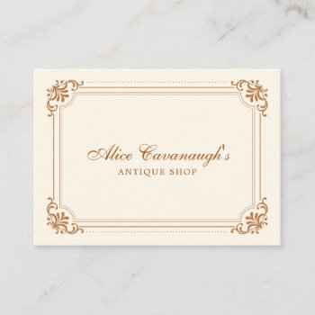 Simple Elegant Vintage Copper Ivory Business Card by LeRendezvous at Zazzle