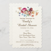 Simple Elegant Vintage Floral Bridal Shower Invitation (Front/Back)