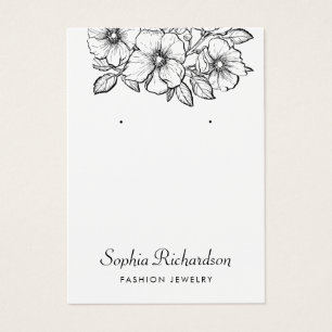 Simple elegant vintage Floral Earring Display Card