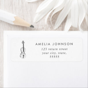 Simple Elegant Violin Teacher Musician Black White Label