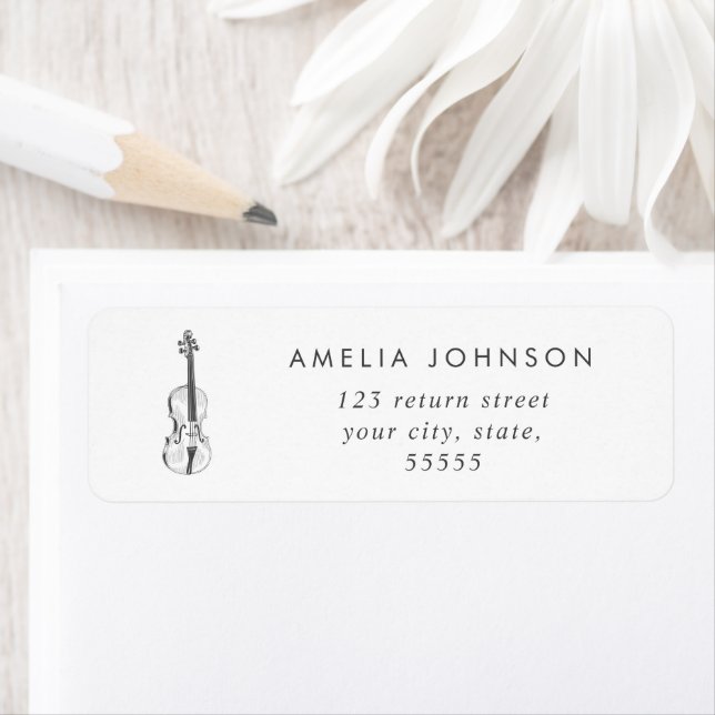 Simple Elegant Violin Teacher Musician Black White Label (Insitu)
