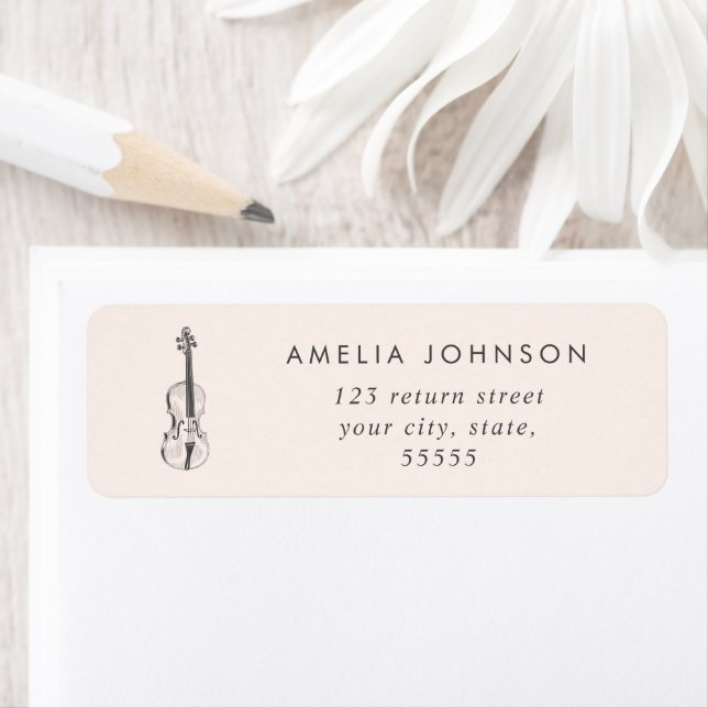 Simple Elegant Violin Teacher Musician Blush Pink Label (Insitu)