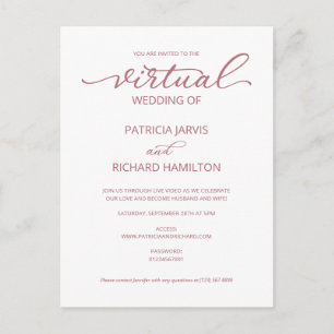 Simple Elegant Virtual Wedding Invitation Postcard