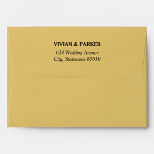 Simple Elegant Warm Gold and Black Wedding Envelope