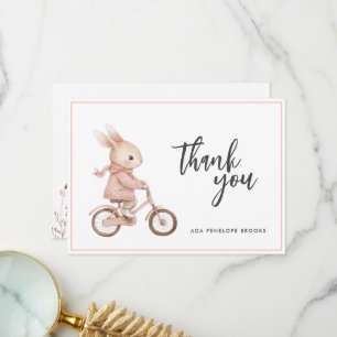 Simple Elegant Watercolor Baby Girl Thank You Card